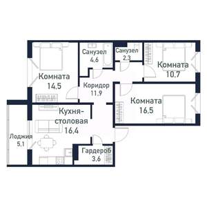 3-к квартира, вторичка, 81м2, 3/10 этаж