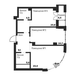 2-к квартира, строящийся дом, 84м2, 17/29 этаж
