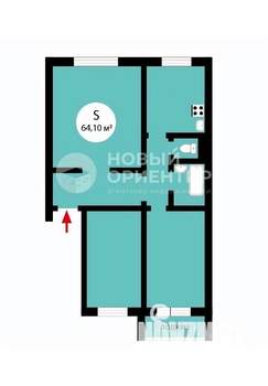 3-к квартира, вторичка, 64м2, 4/10 этаж