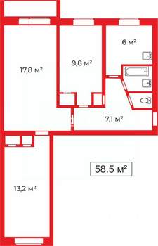 3-к квартира, вторичка, 59м2, 4/5 этаж