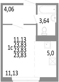 1-к квартира, строящийся дом, 24м2, 1/10 этаж