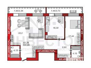 3-к квартира, вторичка, 100м2, 13/29 этаж