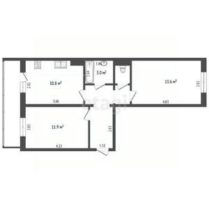 2-к квартира, вторичка, 50м2, 9/11 этаж