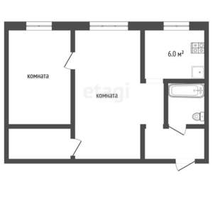 2-к квартира, вторичка, 43м2, 2/5 этаж