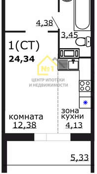 1-к квартира, вторичка, 24м2, 3/10 этаж
