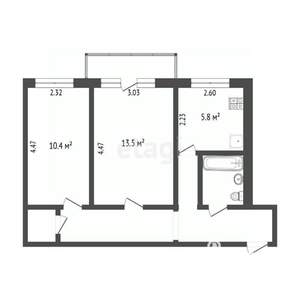2-к квартира, вторичка, 46м2, 4/5 этаж