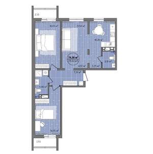 3-к квартира, вторичка, 90м2, 2/13 этаж