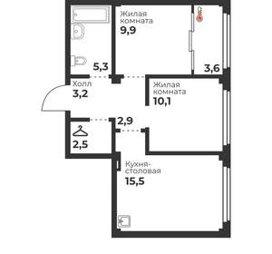 2-к квартира, вторичка, 50м2, 2/23 этаж