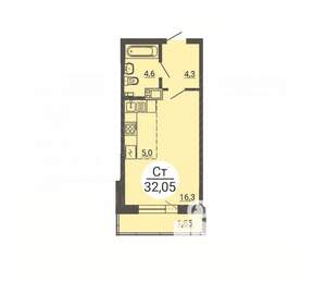 Студия квартира, вторичка, 32м2, 20/25 этаж