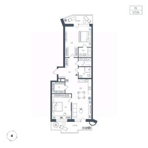 2-к квартира, вторичка, 106м2, 4/9 этаж