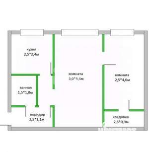 2-к квартира, вторичка, 45м2, 4/5 этаж
