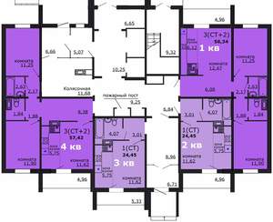 3-к квартира, вторичка, 57м2, 1/18 этаж