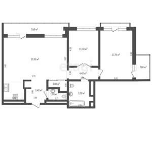 3-к квартира, вторичка, 70м2, 22/25 этаж