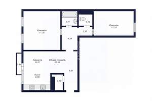 3-к квартира, вторичка, 62м2, 9/10 этаж
