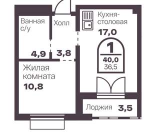 1-к квартира, вторичка, 37м2, 1/8 этаж