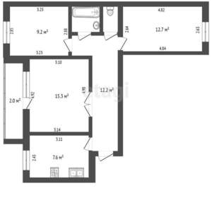 3-к квартира, вторичка, 61м2, 9/10 этаж
