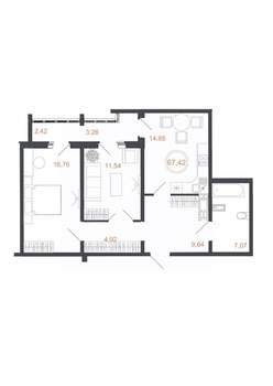 2-к квартира, вторичка, 67м2, 11/16 этаж
