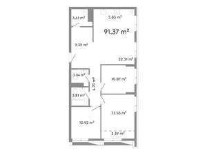 4-к квартира, строящийся дом, 91м2, 15/24 этаж