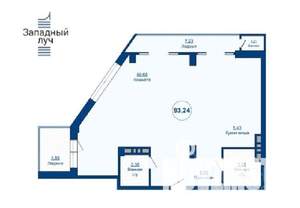1-к квартира, вторичка, 94м2, 17/24 этаж