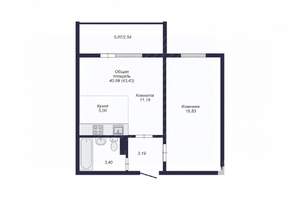 2-к квартира, вторичка, 42м2, 9/10 этаж