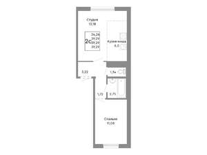 2-к квартира, строящийся дом, 39м2, 1/10 этаж