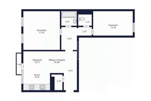 3-к квартира, вторичка, 64м2, 7/10 этаж