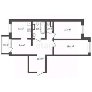 3-к квартира, вторичка, 72м2, 4/5 этаж