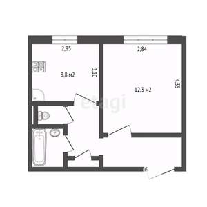 1-к квартира, вторичка, 32м2, 1/9 этаж