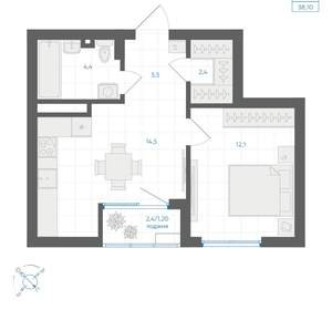 1-к квартира, вторичка, 38м2, 3/18 этаж