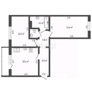 2-к квартира, вторичка, 52м2, 6/10 этаж