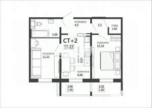 2-к квартира, вторичка, 51м2, 5/10 этаж