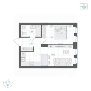 1-к квартира, вторичка, 40м2, 2/30 этаж