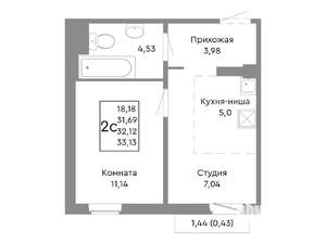 2-к квартира, вторичка, 32м2, 9/10 этаж