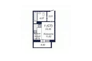 Студия квартира, вторичка, 24м2, 10/18 этаж