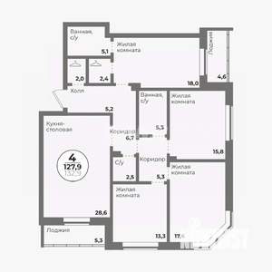 4-к квартира, вторичка, 128м2, 2/21 этаж