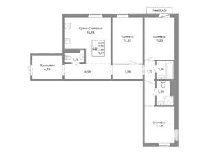 4-к квартира, строящийся дом, 78м2, 6/10 этаж