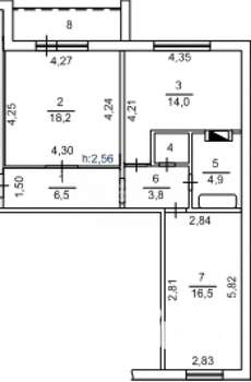 2-к квартира, вторичка, 65м2, 1/10 этаж