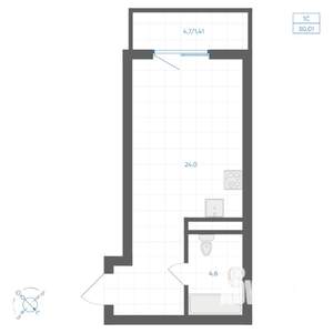 1-к квартира, вторичка, 30м2, 8/11 этаж