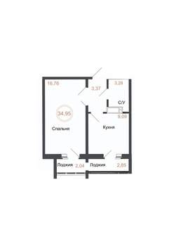 1-к квартира, вторичка, 35м2, 16/16 этаж