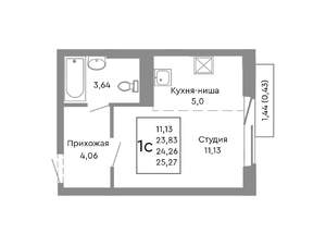 Студия квартира, строящийся дом, 24м2, 7/10 этаж