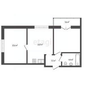 2-к квартира, вторичка, 53м2, 13/16 этаж