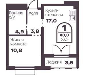 1-к квартира, вторичка, 37м2, 12/8 этаж