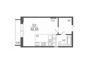 Студия квартира, вторичка, 32м2, 25/30 этаж