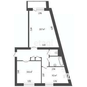 2-к квартира, вторичка, 59м2, 5/5 этаж