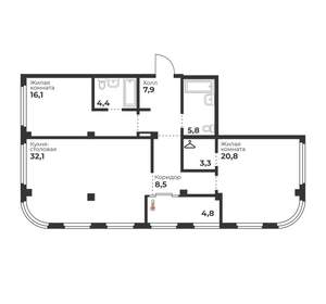 2-к квартира, вторичка, 98м2, 10/23 этаж