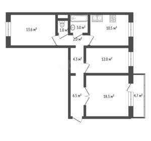 3-к квартира, вторичка, 73м2, 1/17 этаж