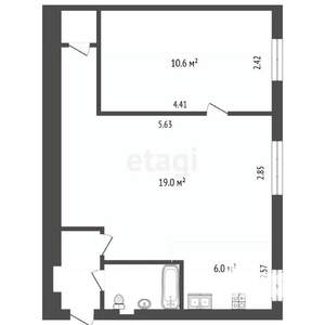 2-к квартира, вторичка, 41м2, 1/5 этаж