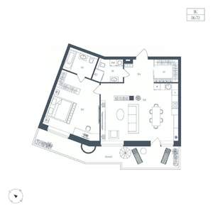 1-к квартира, вторичка, 87м2, 5/9 этаж