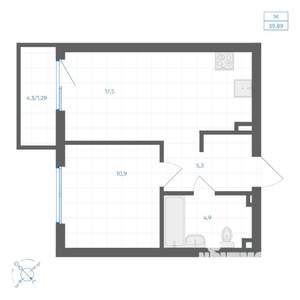 1-к квартира, вторичка, 40м2, 3/11 этаж