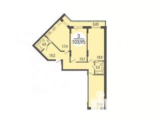 3-к квартира, вторичка, 104м2, 24/25 этаж